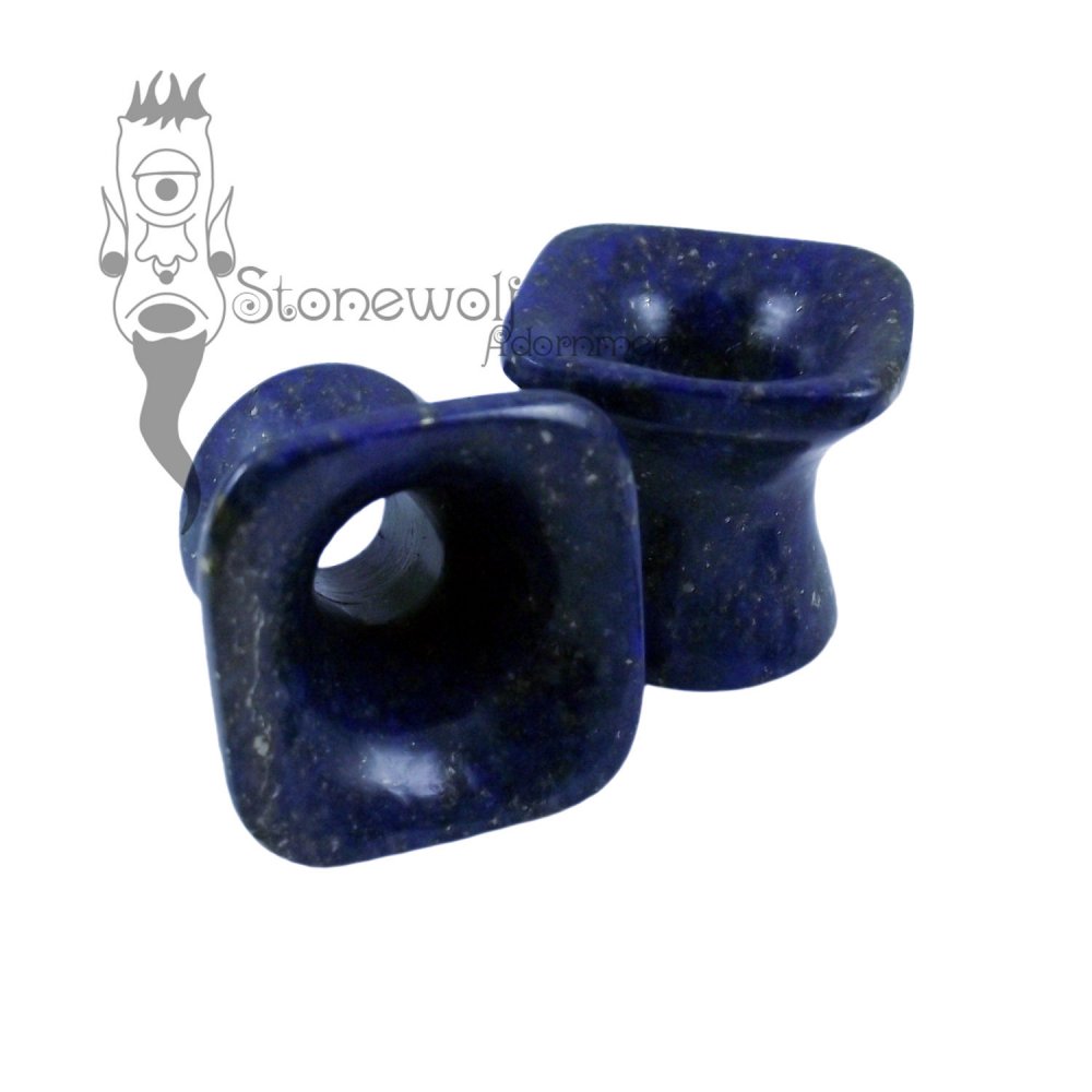 Lapis Lazuli 12mm Square Trumpet Flared Eyelets -Ready To Ship - Click Image to Close