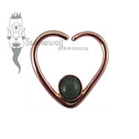 18K Rose Gold Heart Seam Ring with BC Jade Stone - Ready to Ship