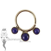 18K Yellow Gold Seam Ring with Lapis Stones - Ready To Ship