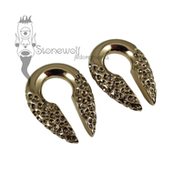 Pair of Bronze Textured Keyhole Ear Weights