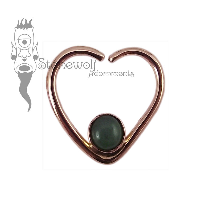 18K Rose Gold Heart Seam Ring with BC Jade Stone - Ready to Ship - Click Image to Close