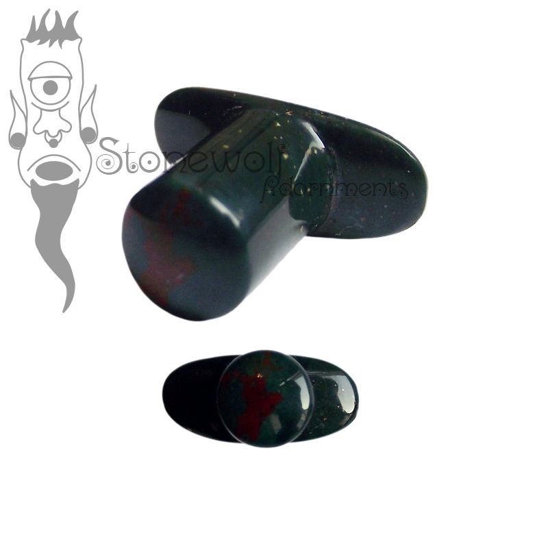 Bloodstone Stone Round Labret Made to Order - Click Image to Close