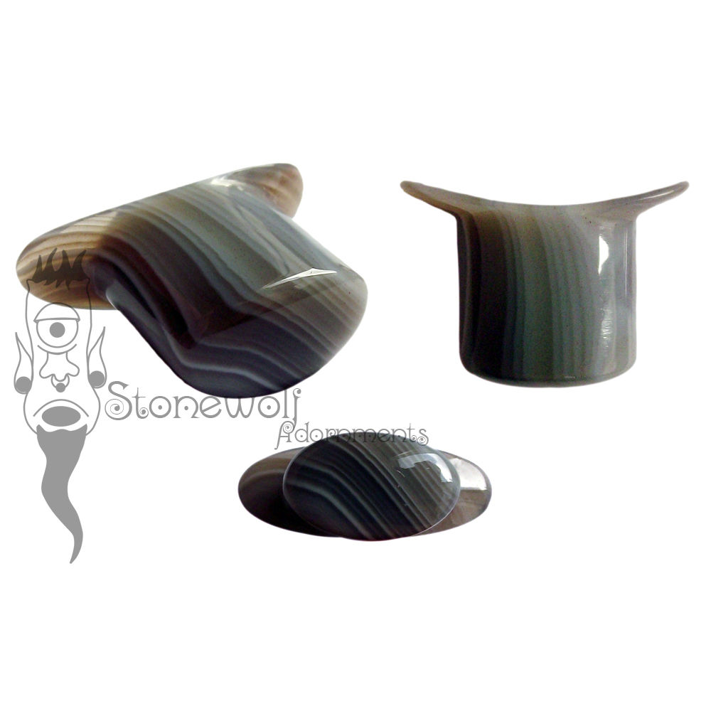 Botswana Banded Agate Stone Oval Labret Made to Order - Click Image to Close