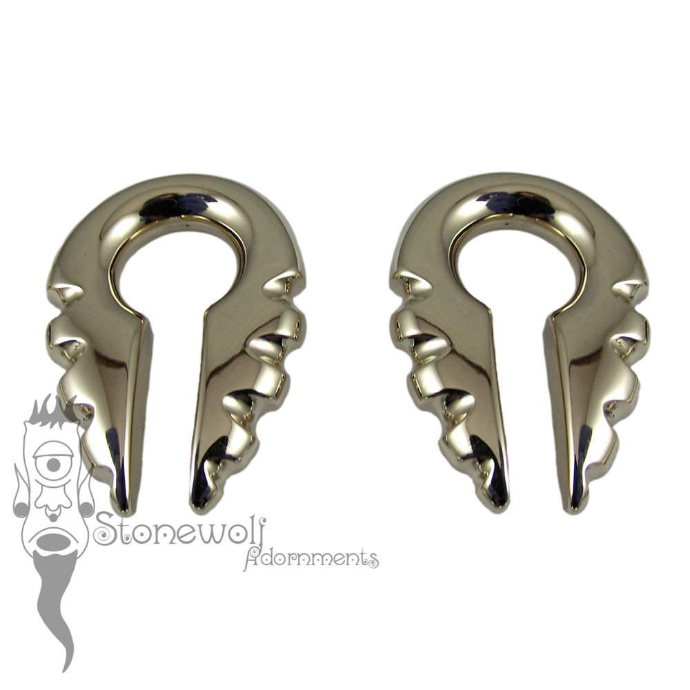 Pair of Bronze Notched Keyhole Ear Weights - Click Image to Close