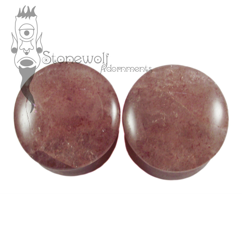 Pair of Cherry Quartz Stone Plugs Double Flared Made to Order - Click Image to Close