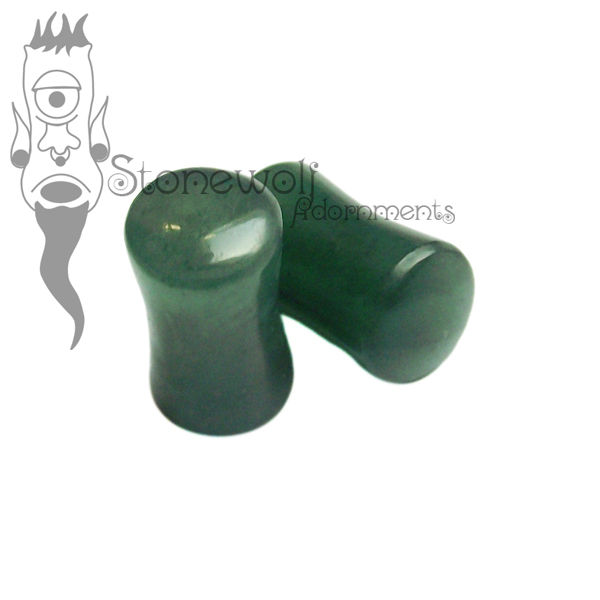 Pair of Dark Green Aventurine Plugs Double Flared Made to Order - Click Image to Close