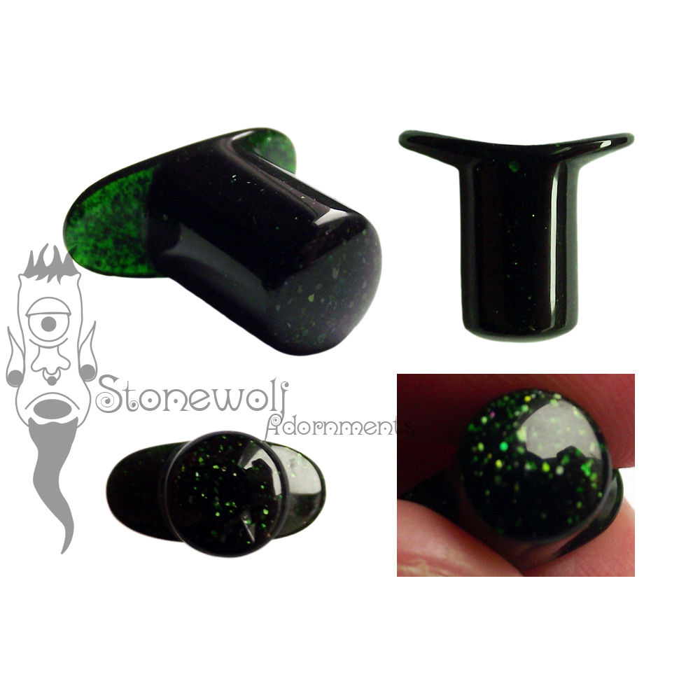 Green Goldstone Round Glass Labret Made to Order - Click Image to Close