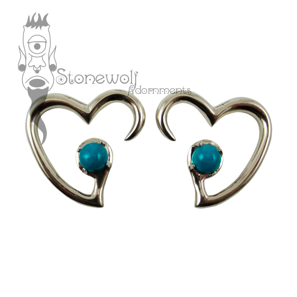 Pair of Bronze Jewel of my Heart Ear Weights - Made to Order - Click Image to Close