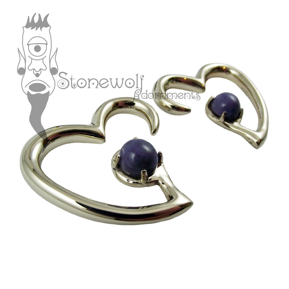Pair of Bronze Jewel of my Heart Weights- Turkish Purple Jadeite - Click Image to Close