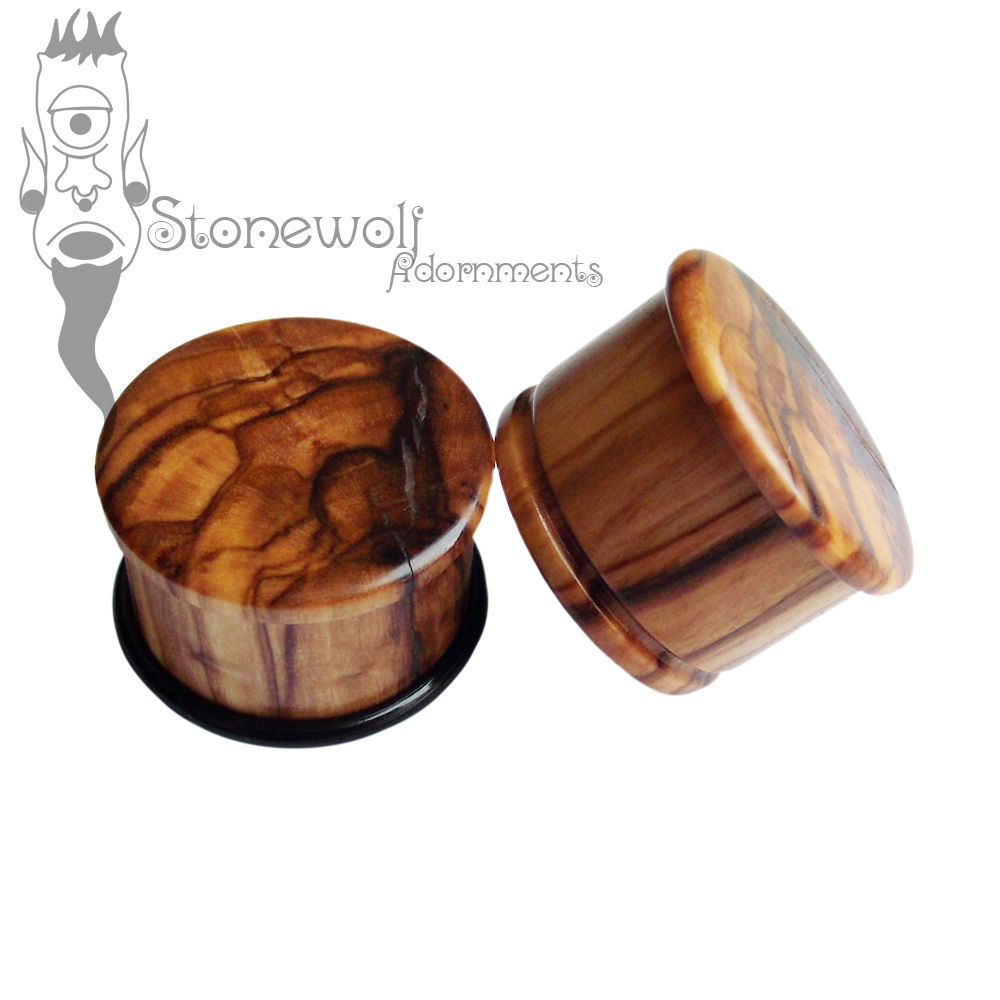 Pair of Olive Wood Plugs Made to Order - Click Image to Close