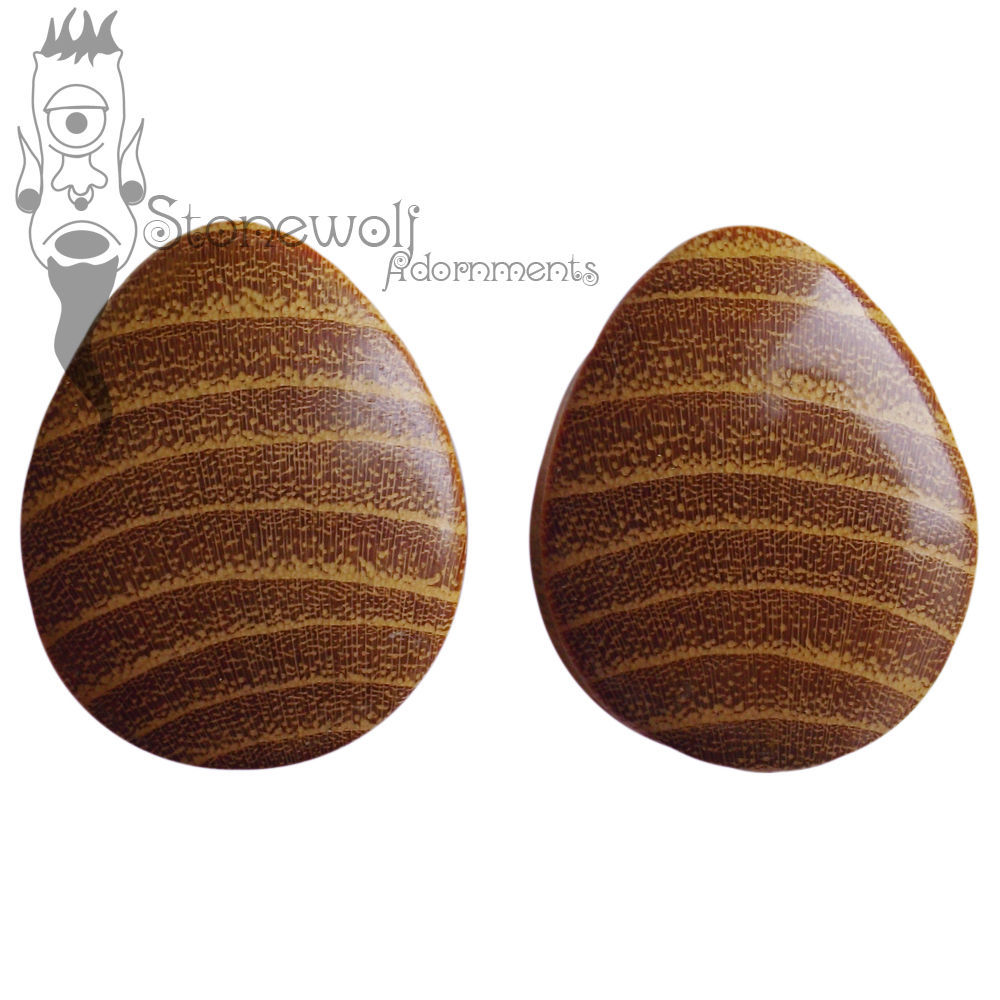 Pair of Osage Orange Teardrop Wood Plugs- Made to Order - Click Image to Close
