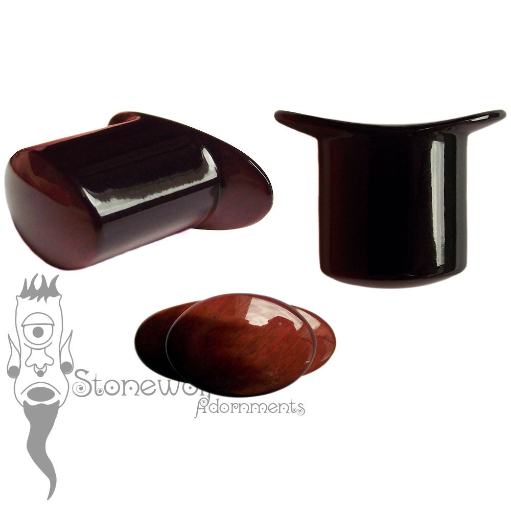 Red Tigers Eye Stone Oval Labret Made to Order - Click Image to Close