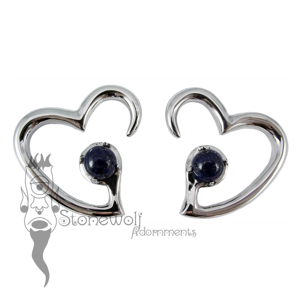 Pair of Silver Jewel of my Heart Weights - Lapis - Click Image to Close