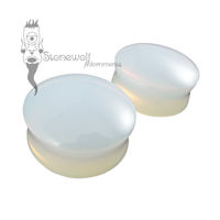 Pair of Opalite Glass Plugs with Colour Choice- Made to Order
