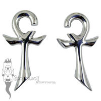 Pair of Silver Large Ankh Of Life Ear Weights