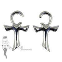 Pair of Silver Small Ankh of Life Ear Weights