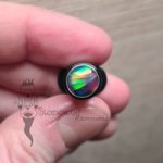 Delrin Round Labret with Aurora Opal Inlay Curved T-back