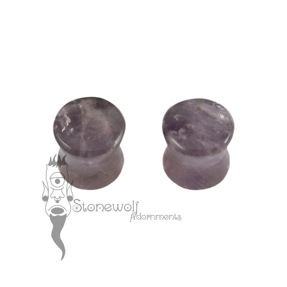 Amethyst 8mm Stone Plugs (Pair) - Ready To Ship