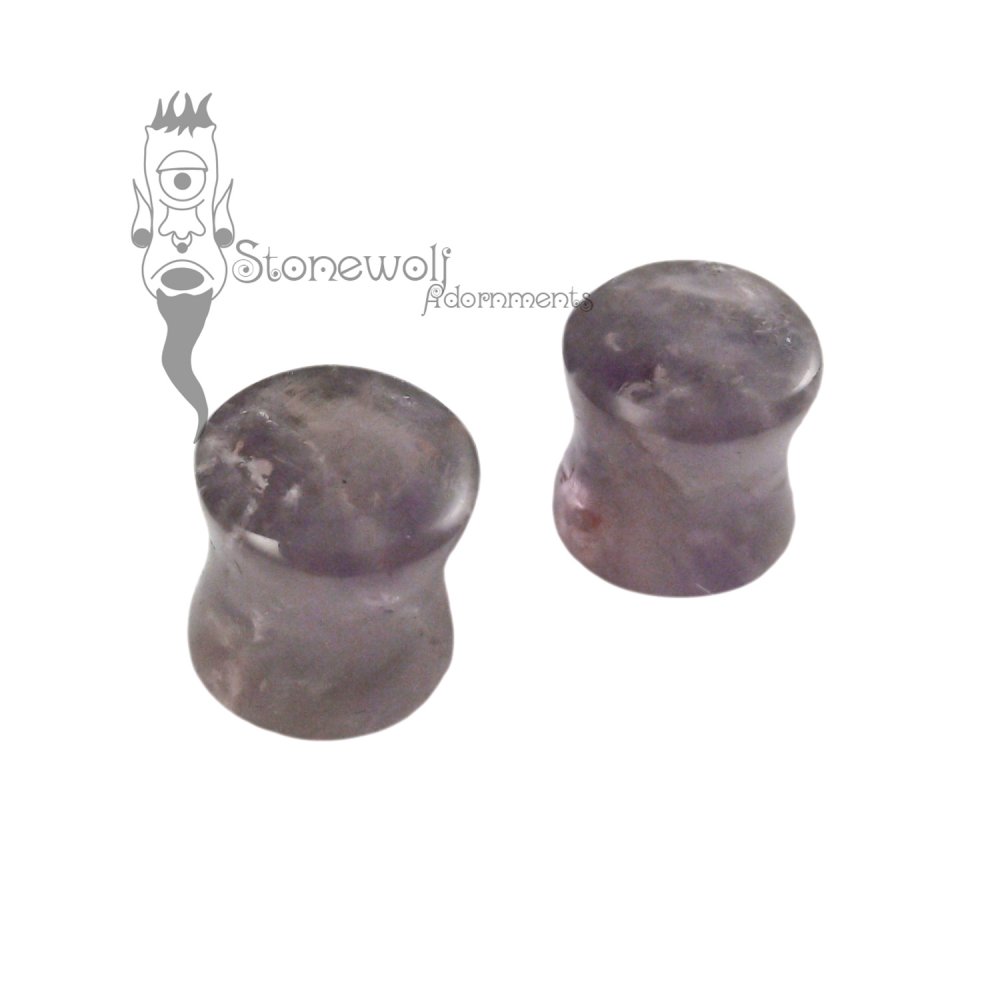 Amethyst 8mm Stone Plugs (Pair) - Ready To Ship