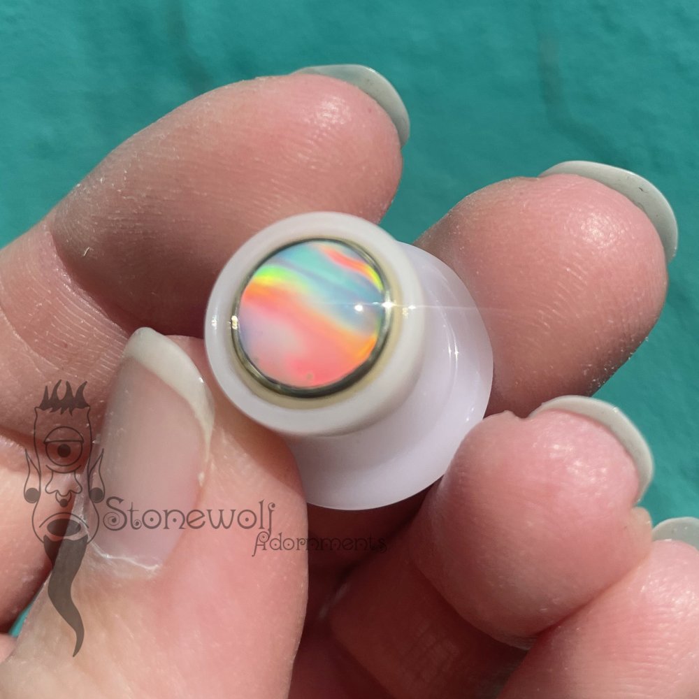 Delrin Philtrum Plug with Aurora Opal Inlay - Made to Order