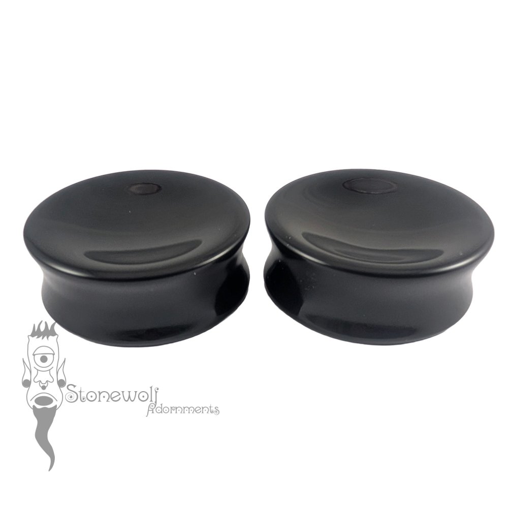 Black Delrin 32mm Concave Double Flared Plugs - Ready To Ship