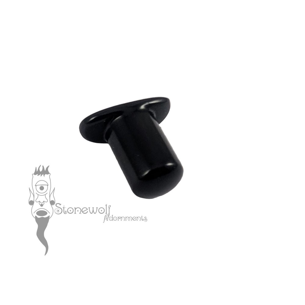 Delrin 8mm by 10mm Round Labret Curved T-Back Lip Plug - Ready