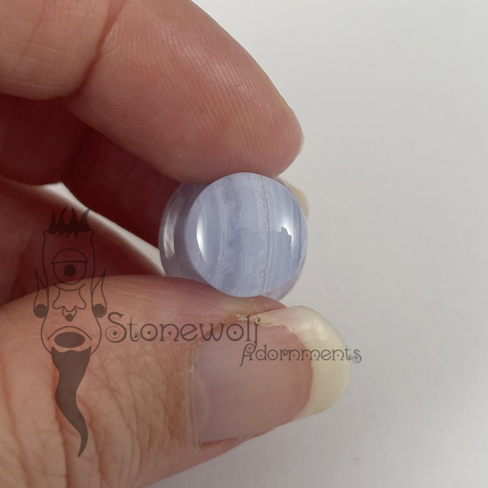 Blue Chalcedony 11mm Round Philtrum Labret Plug- Ready To Ship