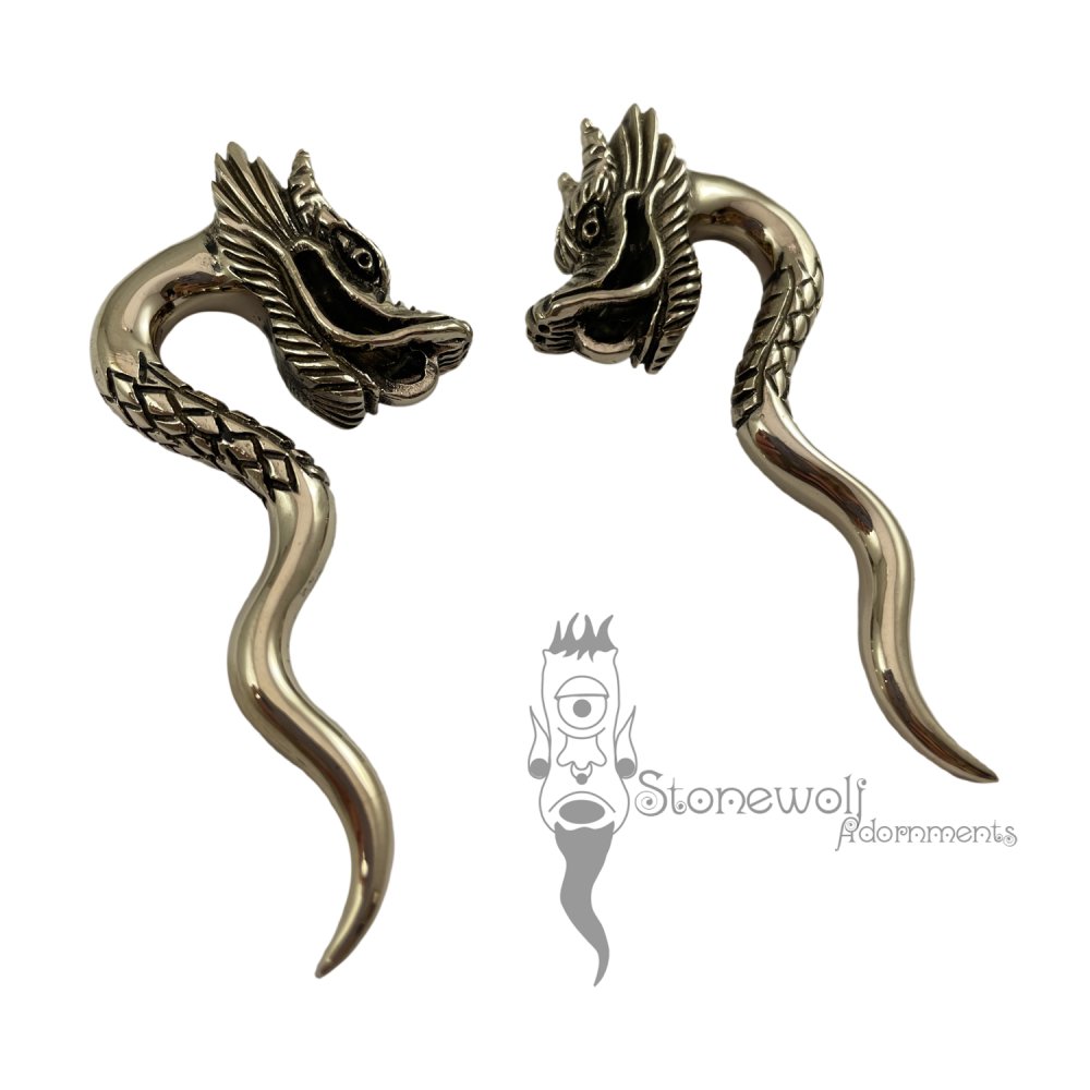 Pair of Bronze Dragons Ear Weights