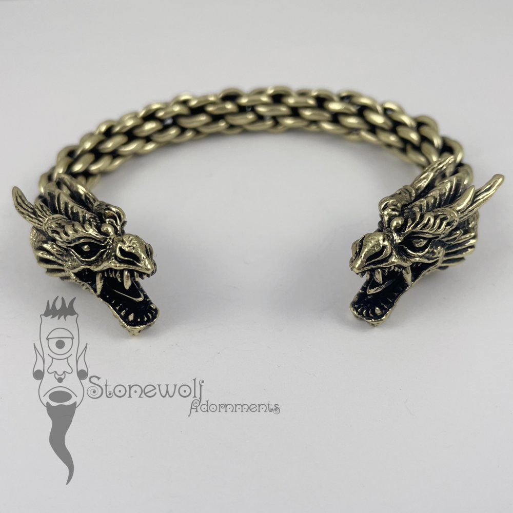 Dragon Torc Bracelet Brass - Made to Order