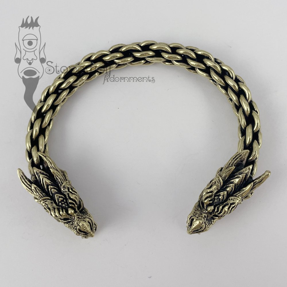 Dragon Torc Bracelet Brass - Made to Order