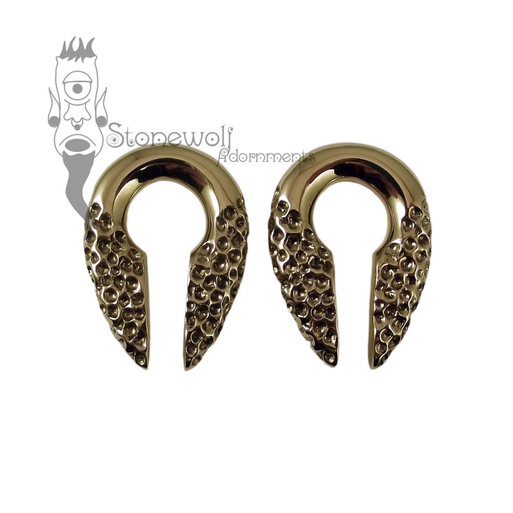 Pair of Bronze Textured Keyhole Ear Weights