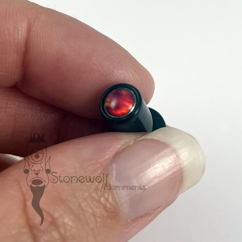 Delrin 7mm Philtrum Lip Plug w/ Aurora Opal Inlay- Ready To Ship