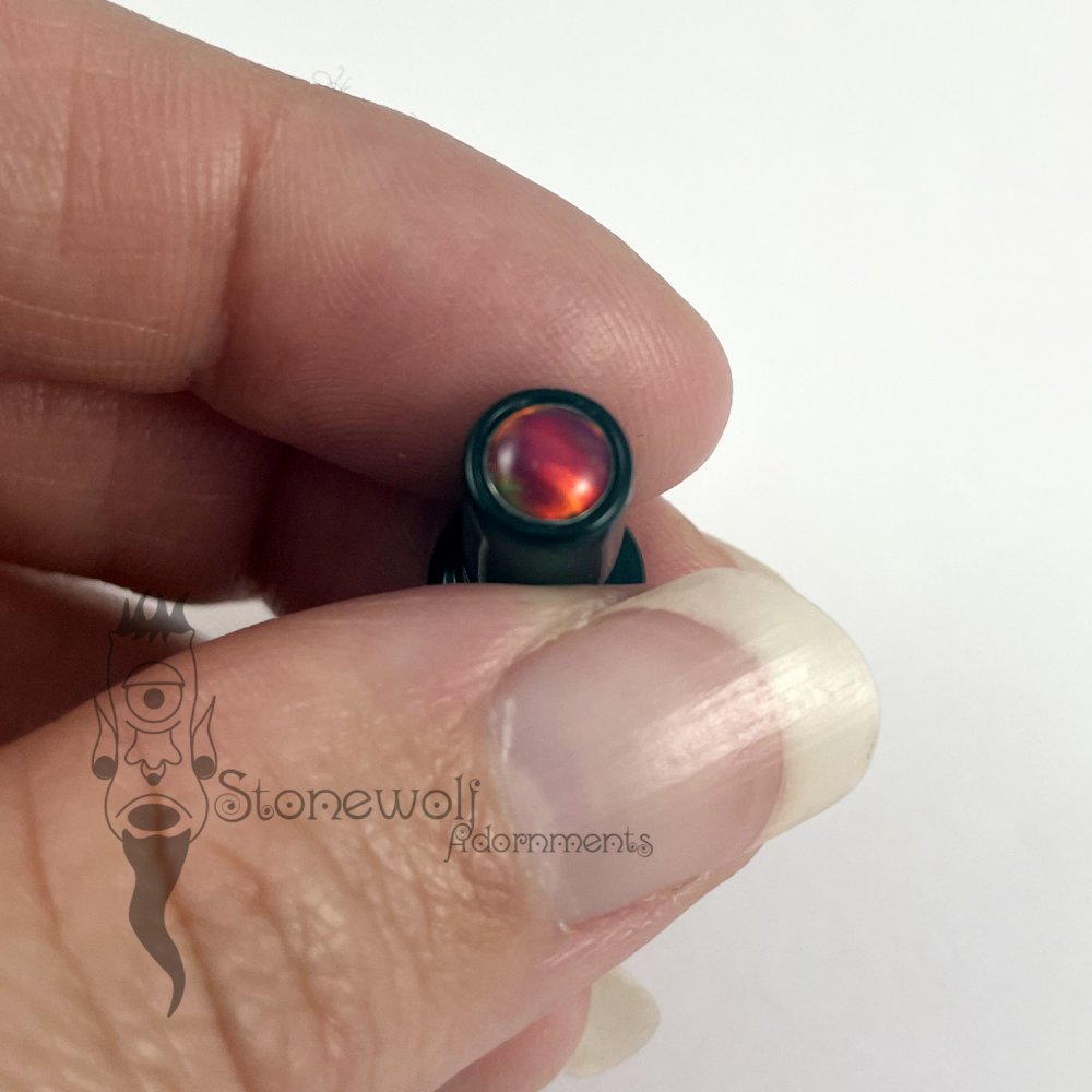 Delrin 7mm Philtrum Lip Plug w/ Aurora Opal Inlay- Ready To Ship