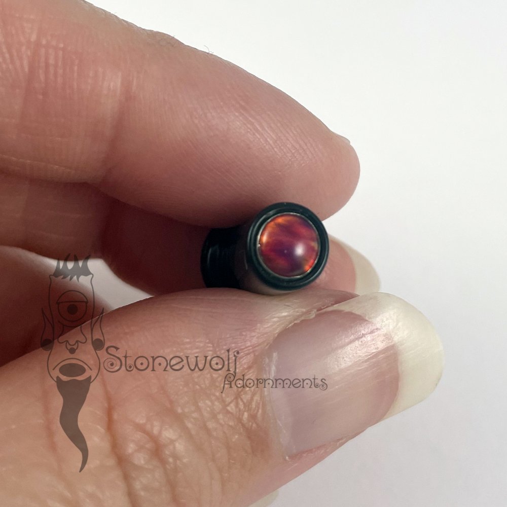 Delrin 7mm Philtrum Lip Plug w/ Aurora Opal Inlay- Ready To Ship