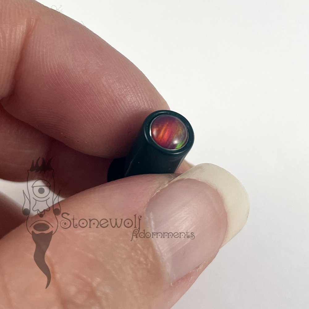 Delrin 7mm Philtrum Lip Plug w/ Aurora Opal Inlay- Ready To Ship