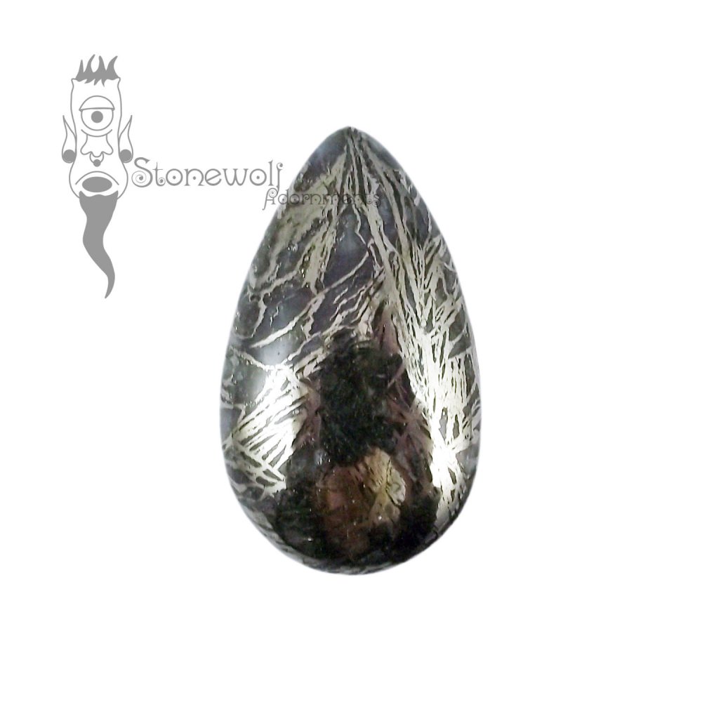 Feathered Pyrite 32mm Teardrop Cabochon