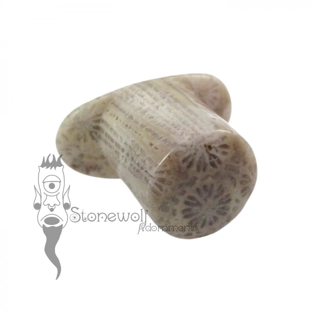 Fossilized Coral Stone Round Labret Made to Order - Click Image to Close