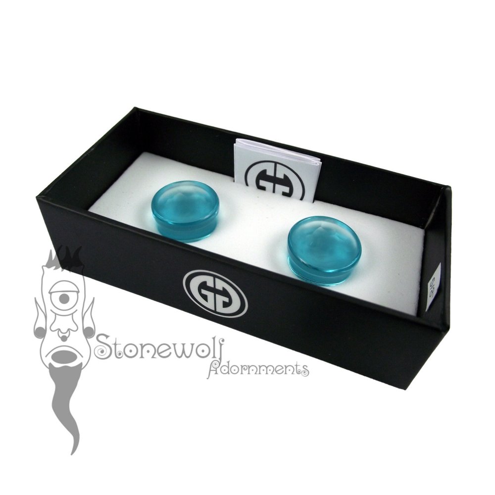 Gorilla Glass 16mm Turquoise Concave Martele Plugs