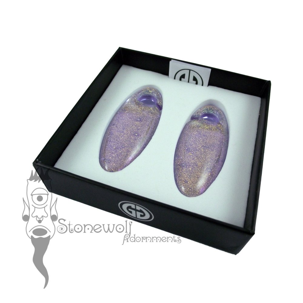 Gorilla Glass Lavender Gold Deluxe Dichroic Small Cocoon Weights - Click Image to Close