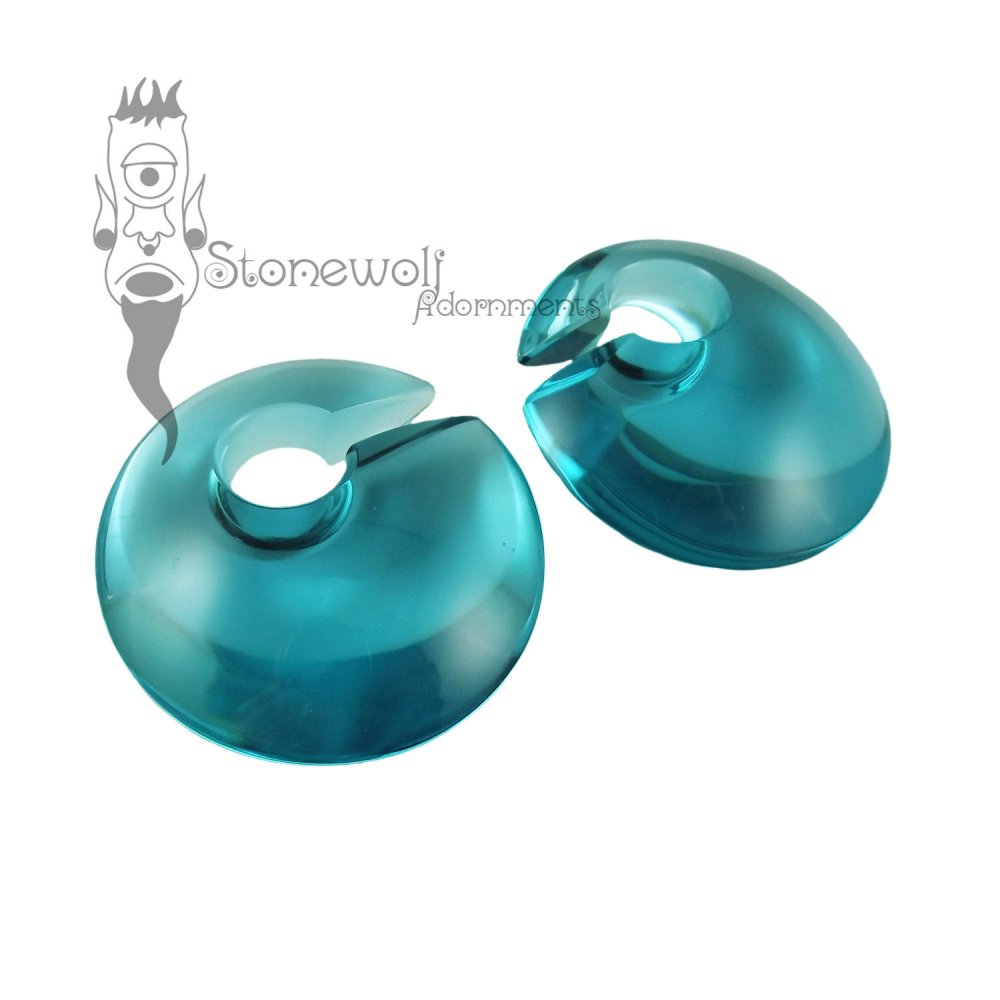 Gorilla Glass Turquoise Small Eclipse Glass Ear Weights