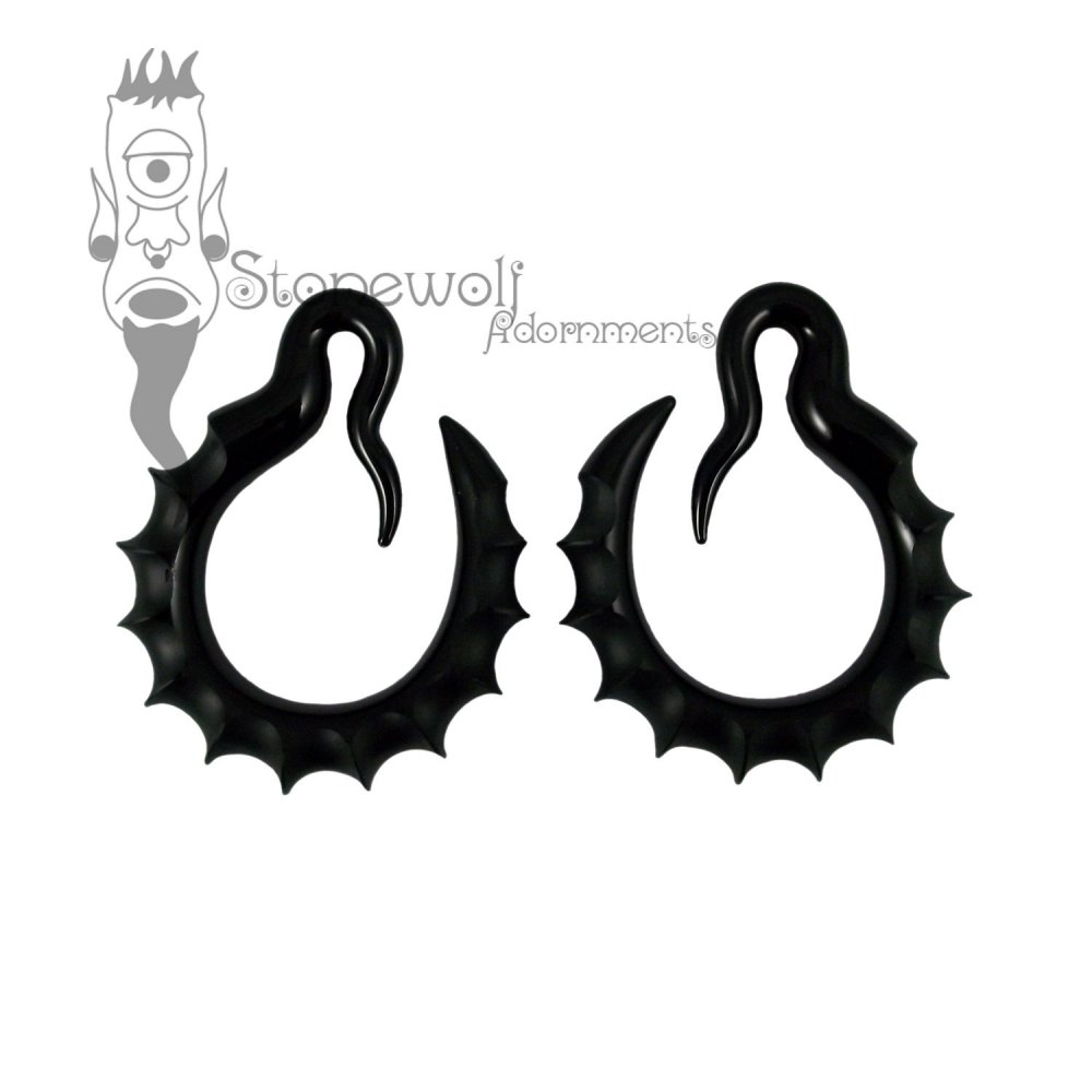 Gorilla Glass Black Crescent Ibex Hoops