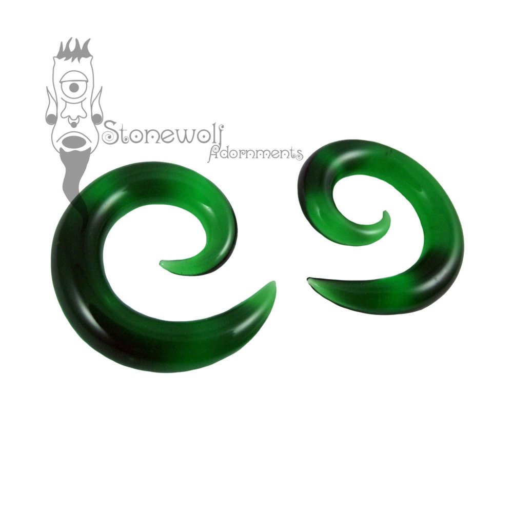 Gorilla Glass 6mm Emerald Green Glass Spirals