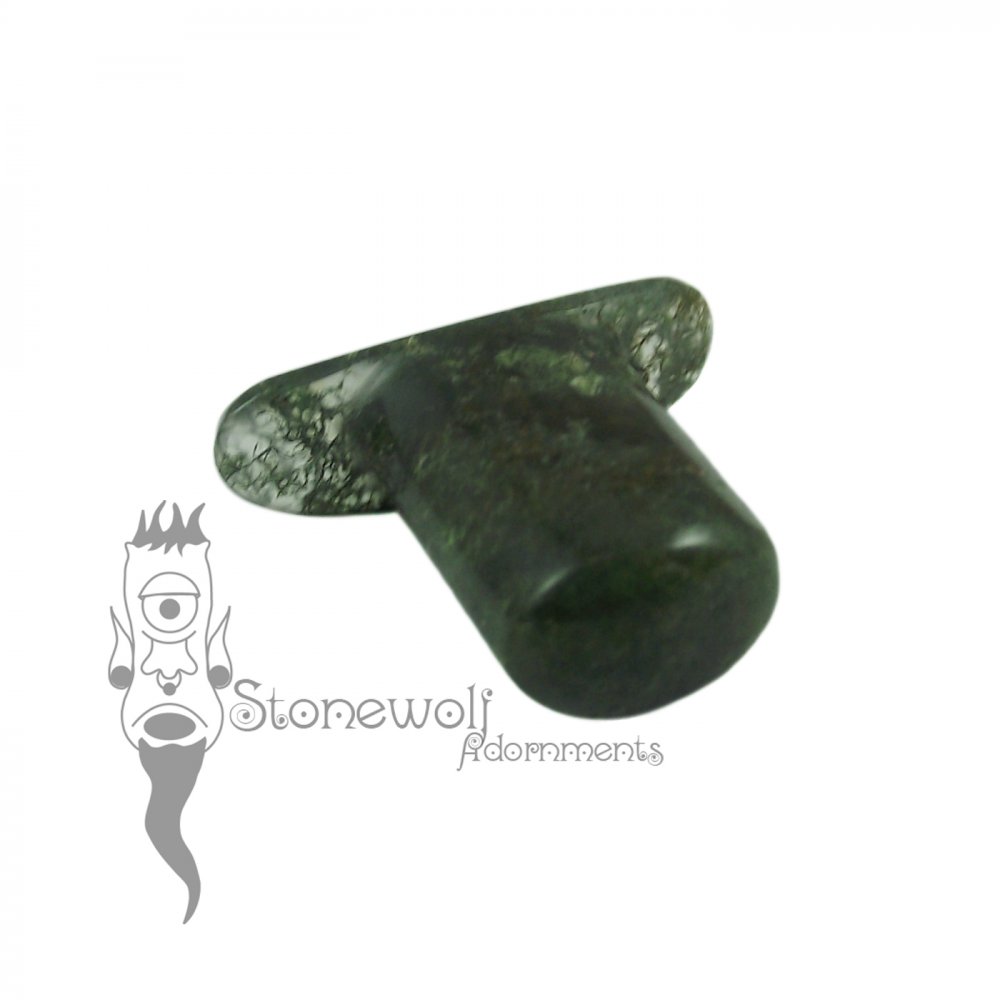 Green Moss Agate Stone Oval Labret Made to Order - Click Image to Close