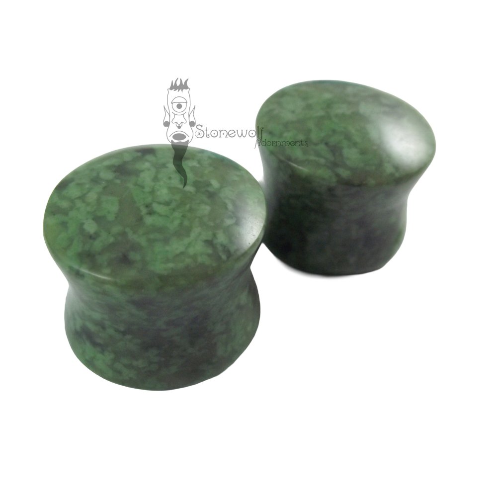 Pair of Idocrase Stone Plugs Double Flared Made to Order