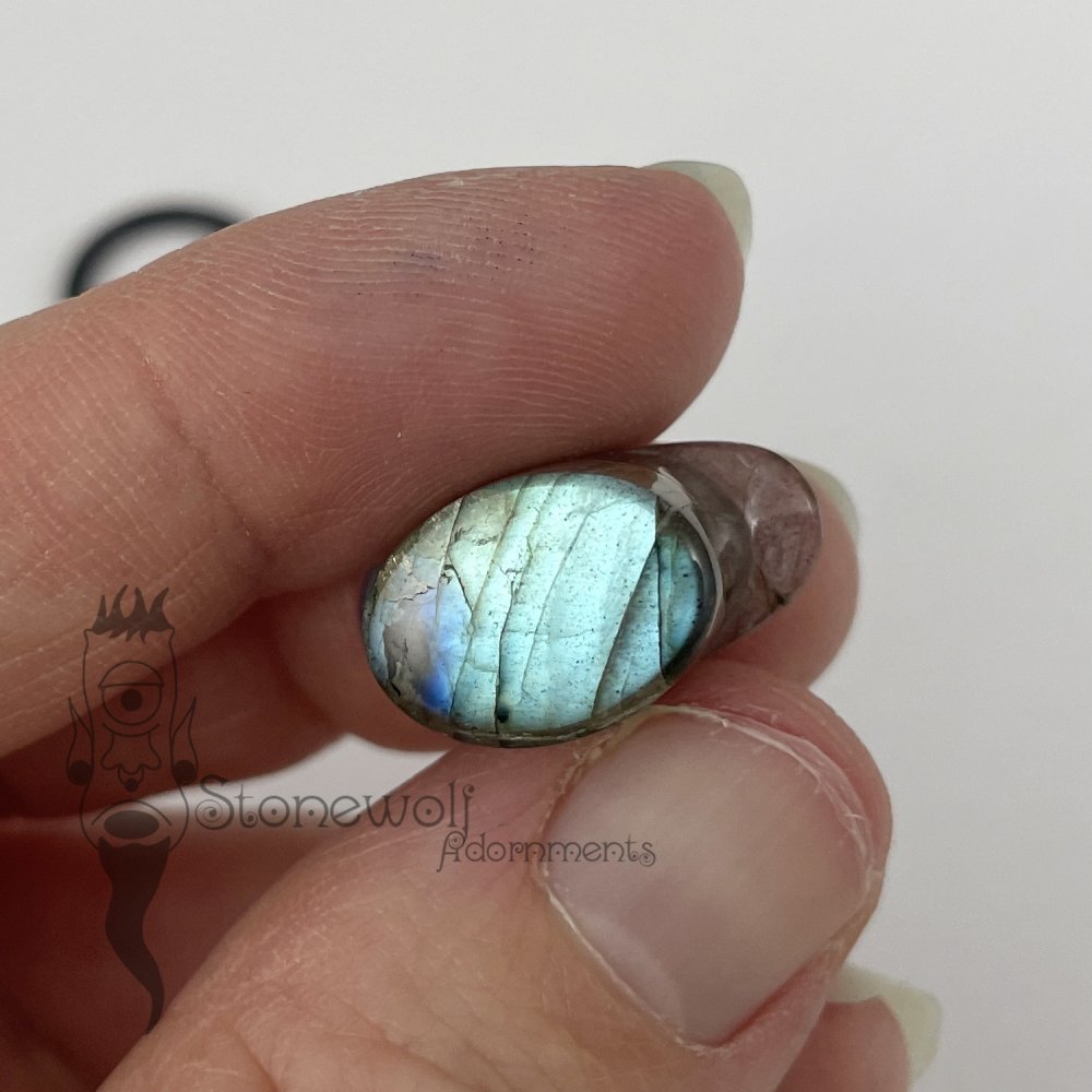 Labradorite 12mm Oval Labret - Ready To Ship