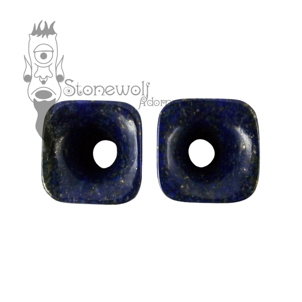 Lapis Lazuli 12mm Square Trumpet Flared Eyelets -Ready To Ship - Click Image to Close