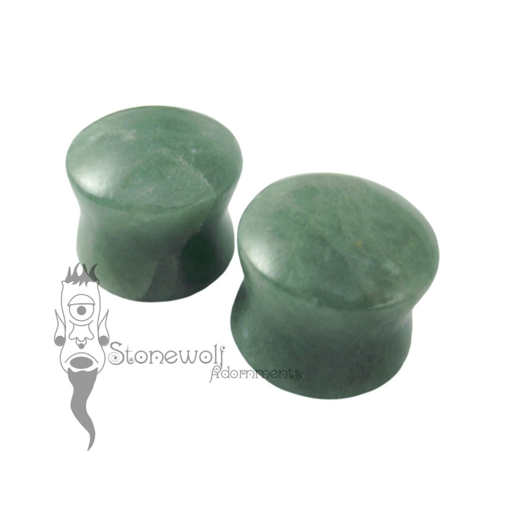 Pair of Manzana Jadeite Stone Plugs Double Flared Made to Order