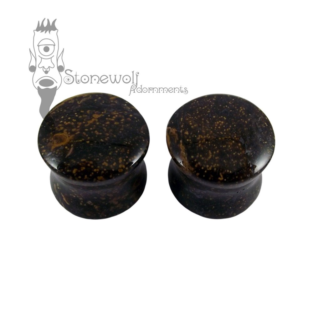 Pair of Metallic Stag Jasper Plugs Double Flared Made to Order