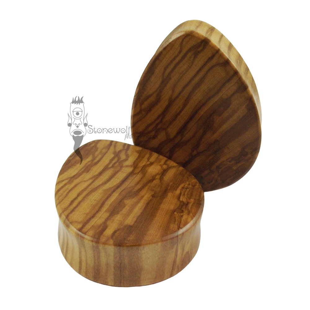 Olive Wood Teardrop Plugs 52mm - Ready To Ship
