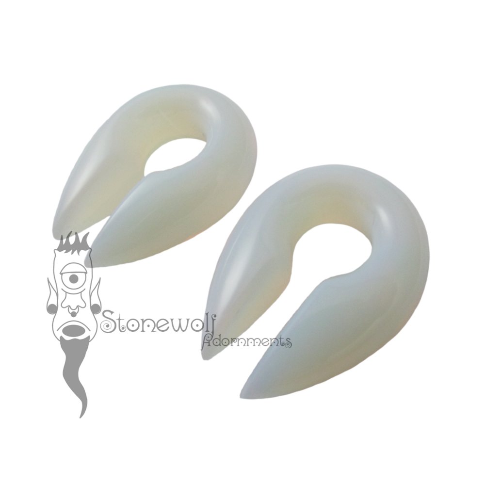 Pair of Opalite Glass Keyhole Ear Weights- Choice of Colour - Click Image to Close